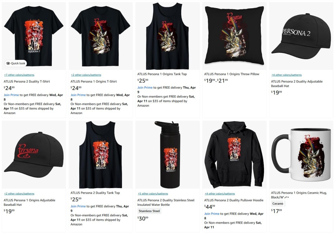 For some reason, all the official Persona 1 and Persona 2 merch for the 30th anniversary of the series has different gam...