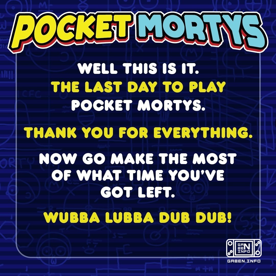 Today is the last day that Pocket Mortys is available for play. Tomorrow the game servers will be turned off and the fav...